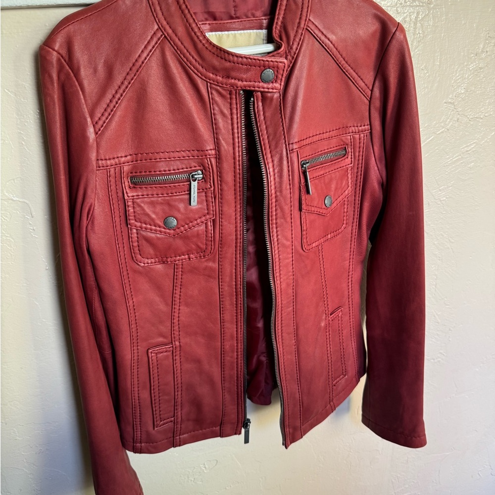 Gorgeous Michael Kors Women's Red Leather Jacket